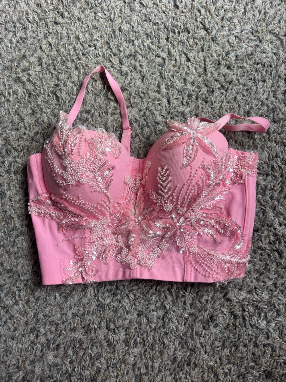 Pink Embellished Lace Appliqué Bustier Top - Women Intimates